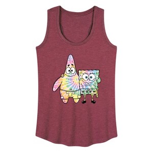 Women's - SpongeBob SquarePants - SpongeBob and Patrick Tie Dye Graphic Racerback Tank - 1 of 4