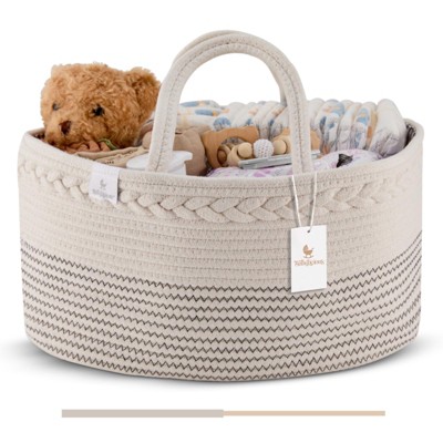 Babylicious XL Cotton Rope Diaper Caddy Organizer – Changing Table Storage for Wipes & Newborn Essentials