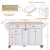 Wood Top Kitchen Island Cart with Wheels, Drawers, Spice Rack, Rolling Storage Cabinet for Kitchen or Dining – The Pop Home - 3 of 4