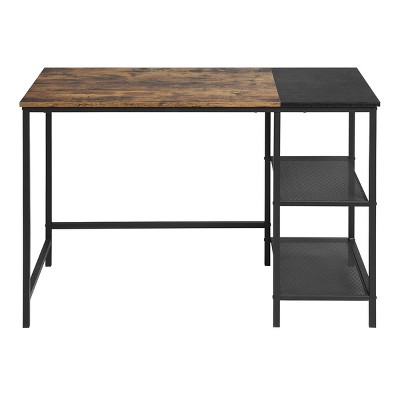 HomeRoots 43" Brown and Black Wood and Metal H-Shape Computer Desk