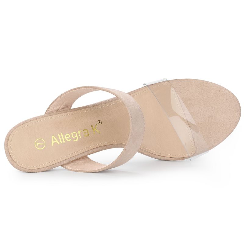 Allegra K Women's Clear Strap Stiletto Heel Slides Sandals, 4 of 7