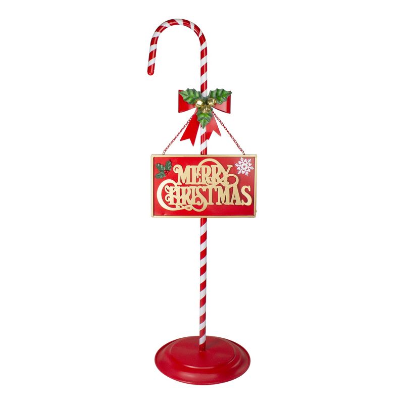 Northlight 39" Red and White Merry Christmas Outdoor Candy Cane Sign, 1 of 5