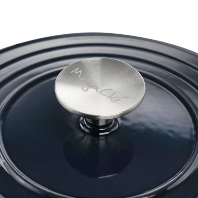 MegaChef 2 Quart Dark Blue Enameled Cast Iron Braiser Pan