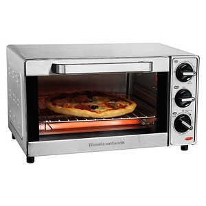 Hamilton Beach 4 Slice Toaster Oven - Stainless Steel 31401: Countertop, 1100W, Pizza Maker, Adjustable Thermostat, Timer - 1 of 4