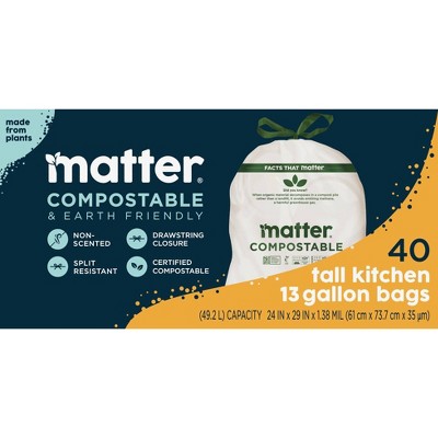Matter Compostable Tall Kitchen Trash Bags - 13gal/40ct