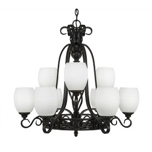 Toltec Lighting Elegante 9 - Light Chandelier in  Dark Granite with 5" White Linen  Shade - 1 of 1