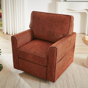 Gulches 360¡ã Swivel Chenille Accent Barrel Chair - Ergonomic Design, Dual Side Pockets, Deep 18.9" Seat for Living Room, Office, Hotel (Red) - 1 of 4