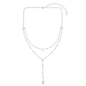 Sterling silver plated cubic zirconia "Y" necklace - 1 of 3