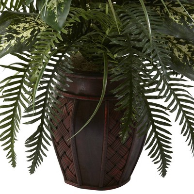 Lush Meadow 35" Mixed Greens and Cattails Indoor Planter