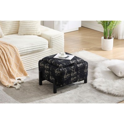 PAGED Modern Reversible Lid Small Coffee Table Ottoman with Hidden Storage,Square Upholstered Storage Center Table for Living Room,Bedroom
