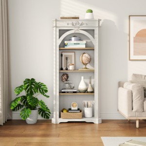 4-Tier Vertical Bookcase with Open Display Shelves, Tall Floor Standing Storage Shelf for Living Room or Home Office – The Pop Home - 1 of 4