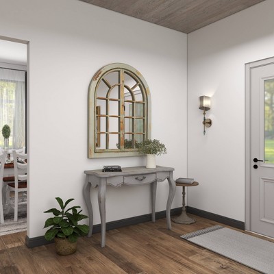 Gray and Brown Weathered Nautical Windowpane Wall Mirror