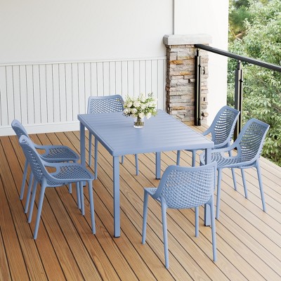 WestinTrends Playa 7-Piece Outdoor Metal Patio Dining Table Set With ...