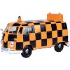 Volkswagen Type 2 (T1) Airport Runway Delivery Van Black and Orange Checkered 1/24 Diecast Model Car by Motormax - 2 of 3