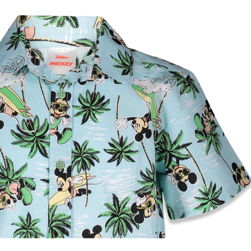 Disney Lilo & Stitch Mickey Mouse Lion King Simba Hawaiian Blue Button Down Shirt Toddler, 3 of 8