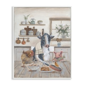 Stupell Industries Farm Animals in Kitchen Framed Giclee Art, White, 24" x 30" - 1 of 4