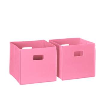 RiverRidge Kids Folding Storage Bin Set, Hot Pink - 2 piece
