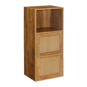 Breighton Home Xtra Storage Boho Weave 2 Door Cabinet with Shelf in Brown Autumn Haze/Beige Barley - 1 of 4