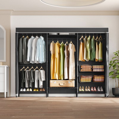 VIPEK V10C Plus Portable Closets Heavy Duty Clothes Rack Covered Wardrobe Closet, Black Clothing Rack with  Cover