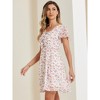 Allegra K Women's Floral Printed Flare Short Sleeve Lace-up V Neck A-Line Chiffon Dress - 3 of 4