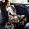 Cozy Flannel Car Nap Blanket with Cute Cat and Floral Design, Perfect for All Seasons, Christmas Gift. - 3 of 4
