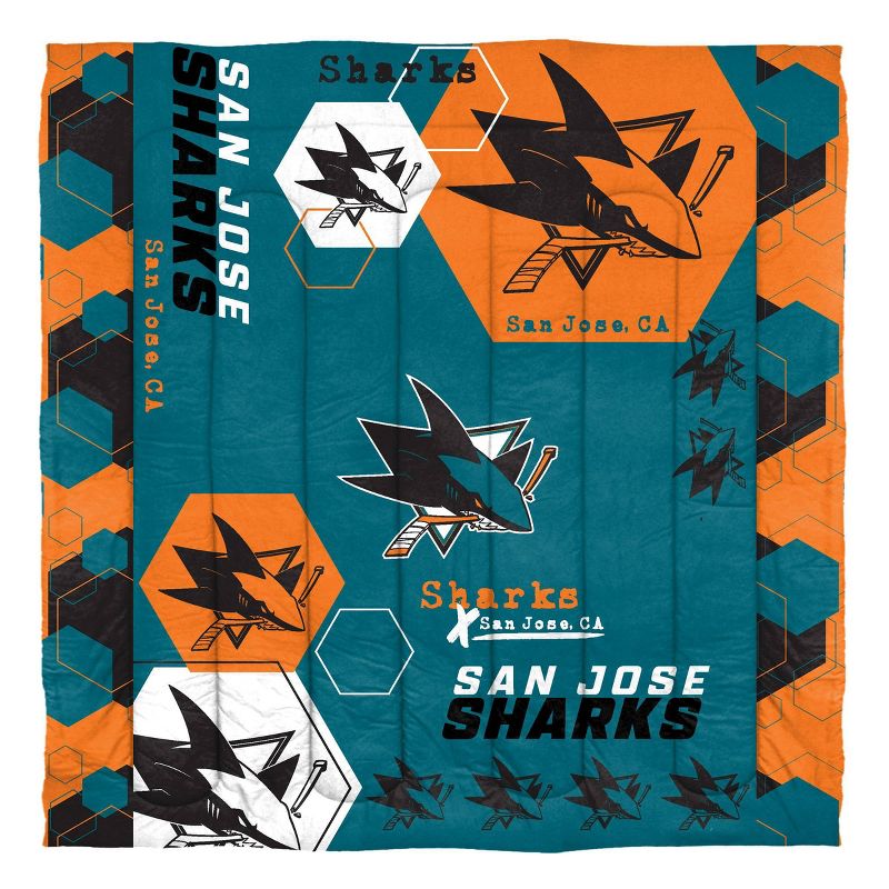 NHL San Jose Sharks Hexagon Comforter Set, 2 of 4