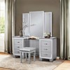 Sapphtopaz Modern Glam Ottoman Stool with PU Upholstered Square Small Vanity Stool with Wood Frame Foot Stool for Living Room, Entryway - 2 of 4