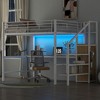 Okak Full Size Metal Bunk Bed with Desk & Storage Staircase & Safety Fence Loft Bed with Small Wardrobe & LED for Kids Teens Easy Assemble, White - 3 of 4