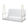 PAGED Patio Porch Swing with Armrests,Wood Bench Swing with Slatted Backrest for Patio Backyard,Garden - 4 of 4
