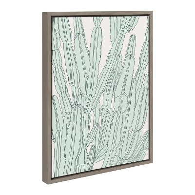 Cacti Garden 18x24 Gray Framed Canvas Wall Art