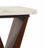 22" Forbes Accent Table White Marble/Walnut - Acme Furniture: Elegant Wood Base, Living Room Storage - 3 of 4