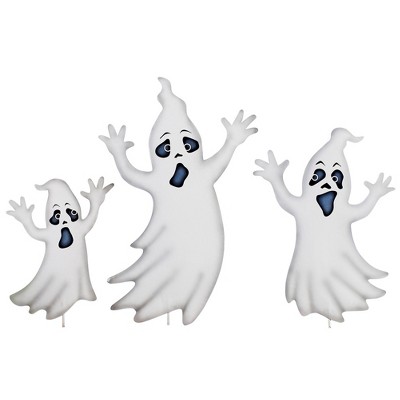 Collections Etc Ghost Stakes Outdoor Halloween Decoration - Set Of 3 ...