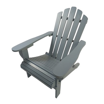VisioGear Patio Folding Adirondack Chair, Patio Folding Chair with Sloping Seat, Patio Lawn Chair for Outside Garden, Gray, 28.35"*30.71"*36.81"