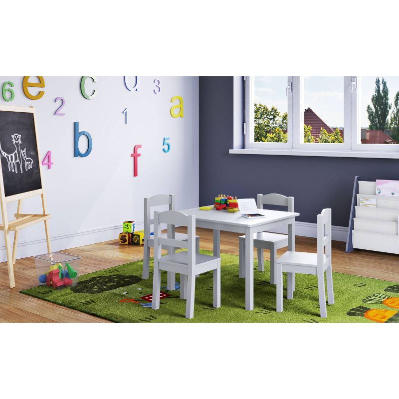 5pc Kids&#39; Wood Table and Chair Set White - Humble Crew, 6 of 8