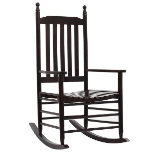 vidaXL Rocking Chair with Curved Seat Brown Poplar Wood - 1 of 4