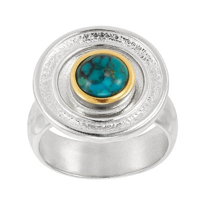 Silpada 'Peaceful Days' Sterling Silver and Brass Compressed Turquoise Ring
