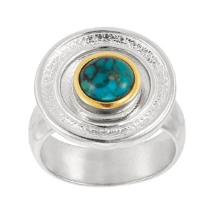 Silpada 'Peaceful Days' Sterling Silver and Brass Compressed Turquoise Ring - 1 of 4