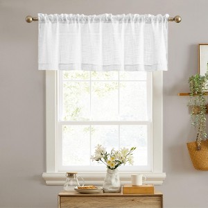 HLC.ME Linda Faux Linen Sheer Short Rod Pocket Curtain Valance Topper for Small Windows, Kitchen and Bathroom - 1 Piece - 1 of 4