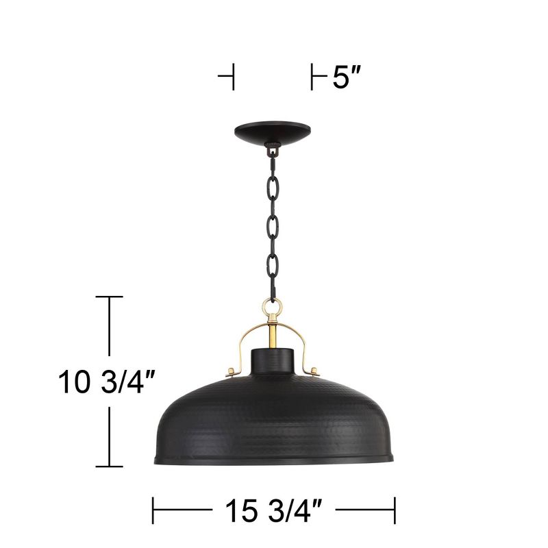 Possini Euro Design Camden Black Warm Brass Pendant Light 15 3/4" Wide Industrial Rustic Dome Shade for Dining Room House Foyer Kitchen Island Bedroom, 4 of 10