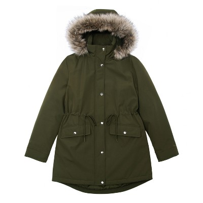 Женские куртки Rokka&Rolla Women's Mini Fur Lined Parka Coat-Olive, size Medium — фото 6