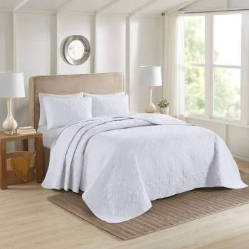 3pc King/california King Amber Cotton Chenille Bedspread Set White ...