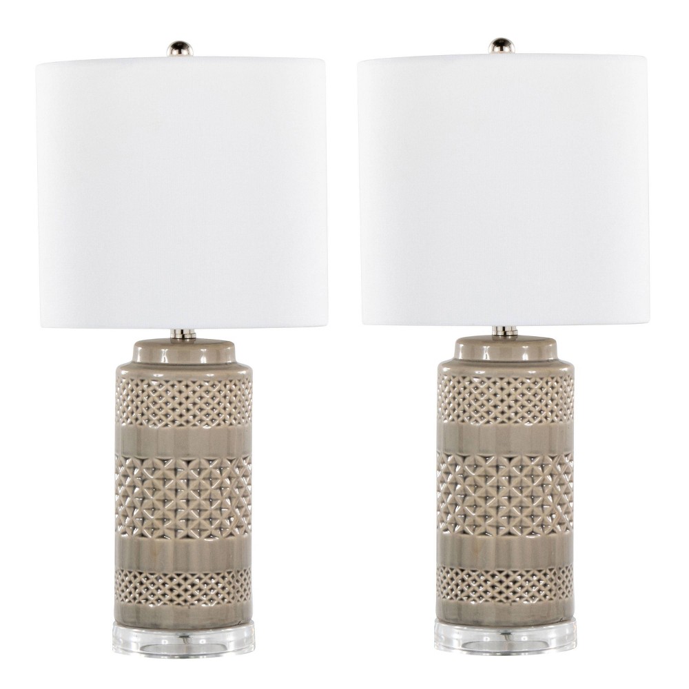 Photos - Floodlight / Street Light LumiSource: Set of 2 Casa 21" Ceramic Table Lamps with Polished Nickel Bas