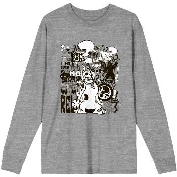 Scooby Doo Cartoon Black and White Print Men's Heather Grey Graphic Tee Shirt