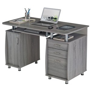 Sapphtopaz 47.5" Computer Desk with 3 Drawers Workstation Writing Desk with Storage Cabinet & Slide-Out Keyboard Shelf for Home Office, Bedroom - 1 of 4