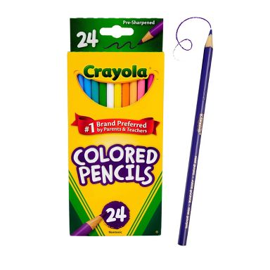 Crayola 24ct Pre-Sharpened Colored Pencils: Multicolor Wax & Wood, Non-Toxic, School Supplies for Kids, 3.3mm Point