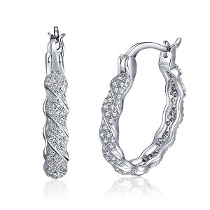 Twist Hoop Earrings for Women Cubic Zirconia Sterling Silver Ginger Lyne Collection - 1 of 4