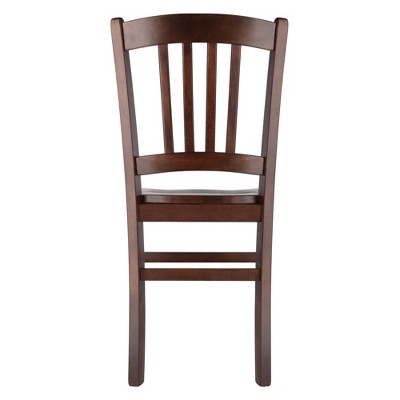 Walnut Slat Back Upholstered Side Chairs, Set of 2