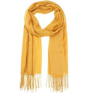 INSPIRE CHIC Gender Neutral Plain Cashmere Imitation Winter Warm Solid Color Fringe Long Scarves 1Pc - 1 of 4