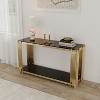 Vynxaria 55" Gold Rectangular End Tables - Double-Layer Glass Top for Living Room - 2 of 4