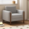 Oversized Accent Chair,Upholstered Single Sofa Chair with Teddy Velvet,Curved Armrests and Wood Legs for Living Room or Bedroom-Masion Boucle - 3 of 4